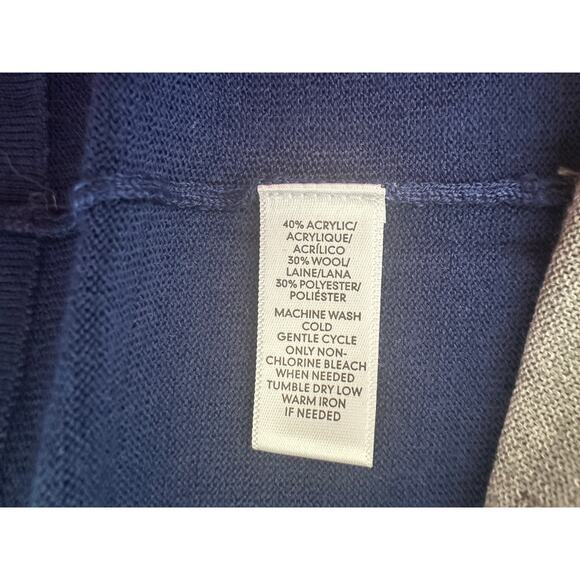 Ann Taylor LOFT Womens Large Blue Gray Long Cardigan Open Front Sweater - Picture 4 of 8